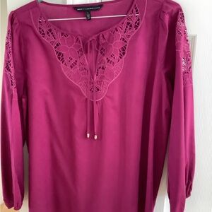 Women's Lace Detail Top - Magenta